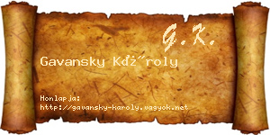 Gavansky Károly névjegykártya